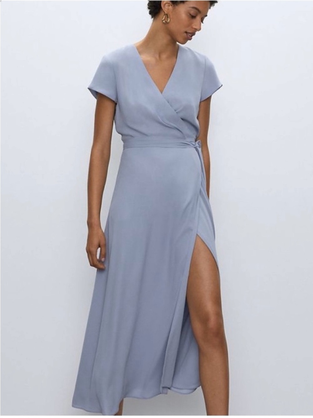 Aritzia Babaton Light Green Wrap Dress, Size L - Picture 4 of 4